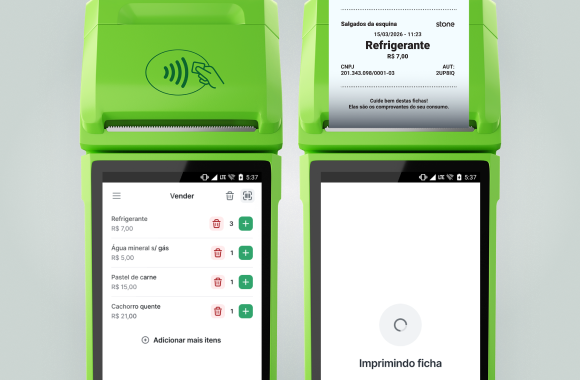 Ilustração de uma empreendedora segurando o celular na mão e compartilhando um link de pagamento sendo representado por um avião de papel