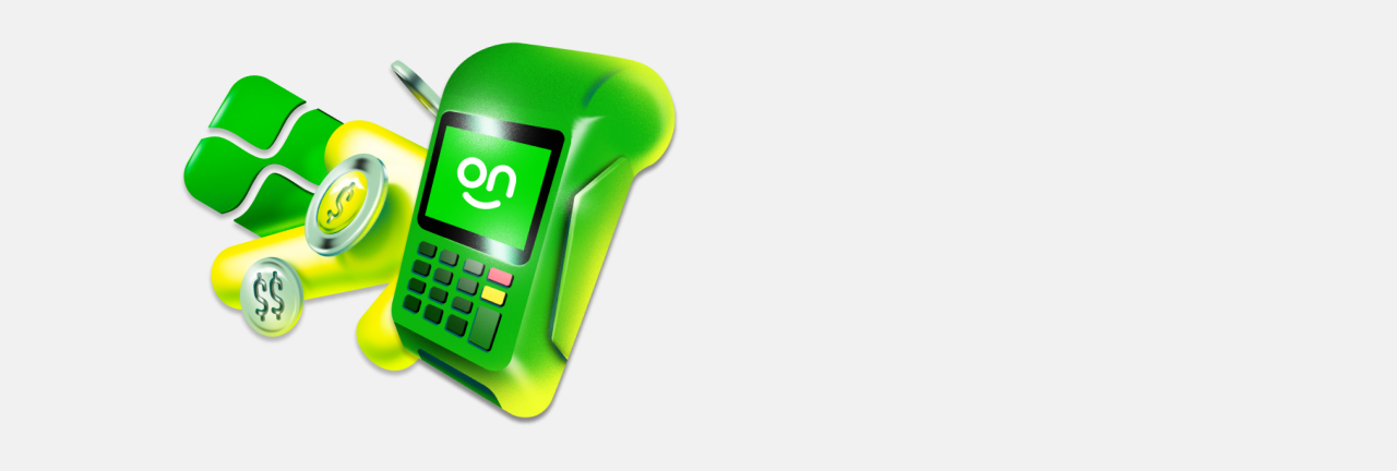 Empreendedor na sua barraca de laranja na feira com o seu celular recebendo o pagamento pelo Tapton, a maquininha no celular por aproximação do seu cliente.